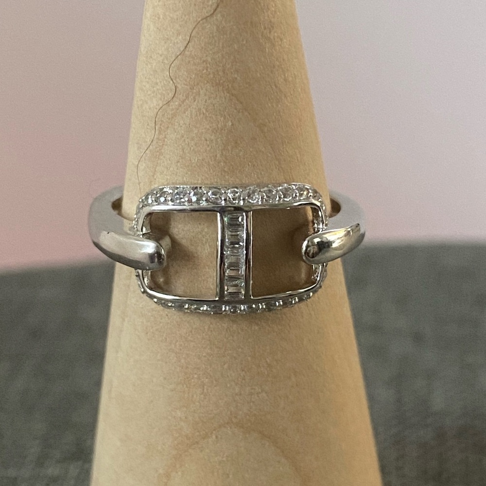 Sterling Silver and CZ Mariner Link Ring size 8